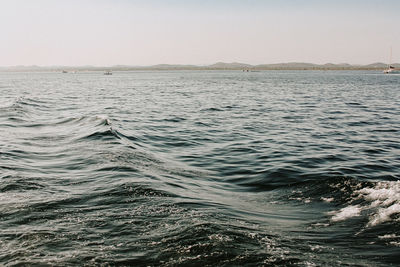 Scenic view of sea against clear sky