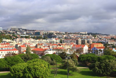 View of townscape against sky