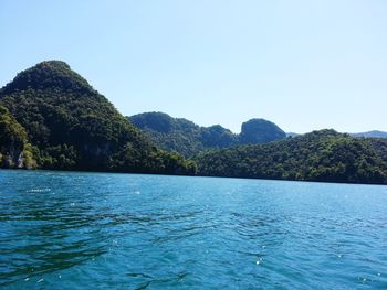 Scenic view of sea against clear sky