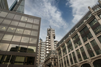 Low angle view of skyscrapers against sky