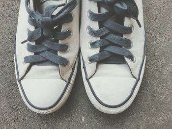 High angle view of shoes on floor