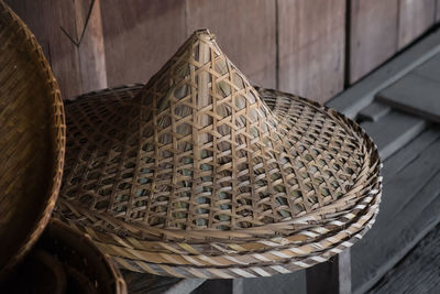 Close-up of wicker basket