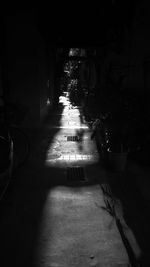 Empty walkway at night