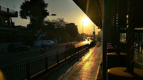 View of city at sunset