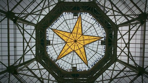 Directly below shot of star shape on glass ceiling
