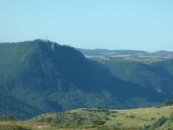 Scenic view of mountains against clear sky