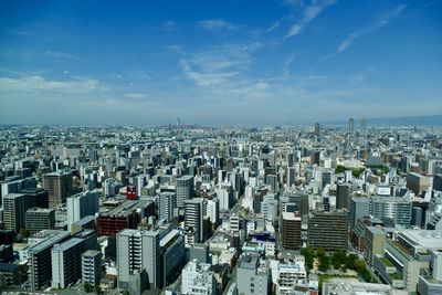 High angle view of cityscape against sky