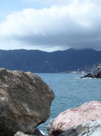 Scenic view of sea against cloudy sky