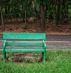 Empty bench in park