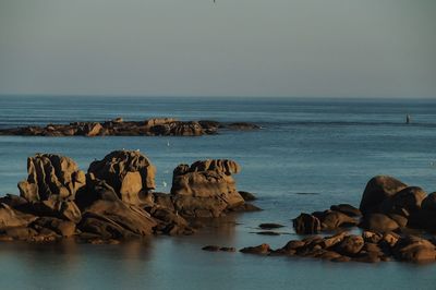 Scenic view of sea against clear sky