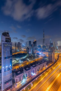Aerial view of shaikh zayed road dubai early morning