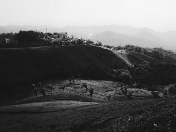 Scenic view of mountains against clear sky