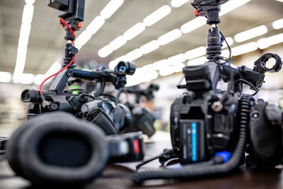 Close-up of camera on bicycle