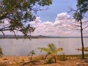 Scenic view of lake against sky