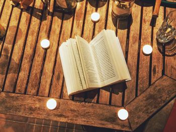 High angle view of illuminated lamp