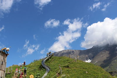 Panoramic view of mountain range against sky