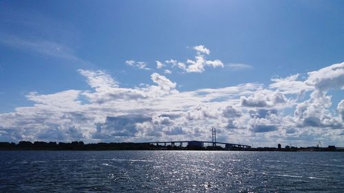 Scenic view of sea against blue sky