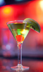 Close-up of cocktail in martini glass