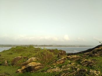 Scenic view of beach and sea against sky