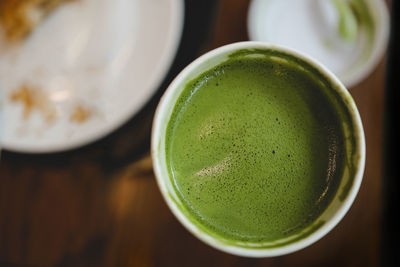 Directly above shot of drink on table