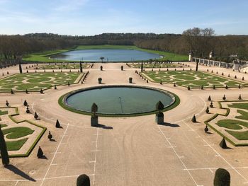 High angle view of pond on land