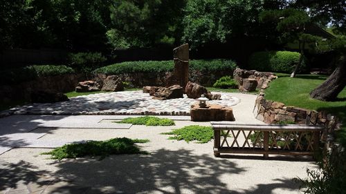 Park bench in garden