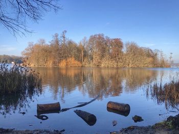 Scenic view of lake against sky