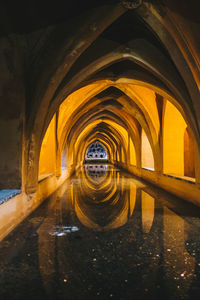 Interior of illuminated tunnel