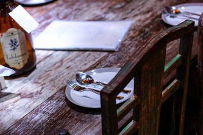 High angle view of cigarette on table