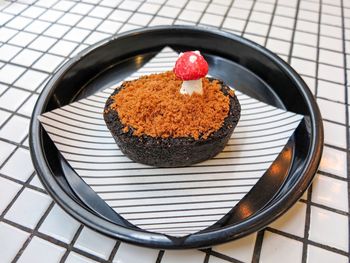 Close-up of chocolate cake in plate