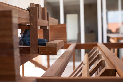 Man on wooden table