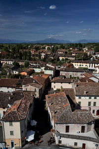 High angle view of townscape against sky