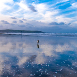 Scenic view of sea against cloudy sky
