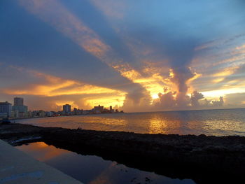 Scenic view of sea against sky during sunset