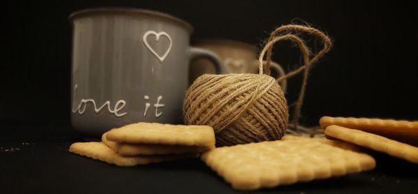 Close-up of cookies on table