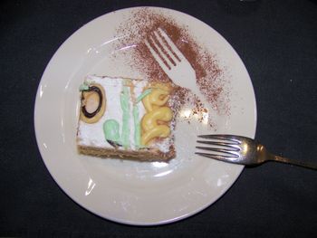 High angle view of breakfast served on table