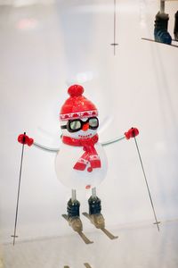 High angle view of snowman figurine