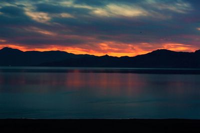 Scenic view of lake at sunset