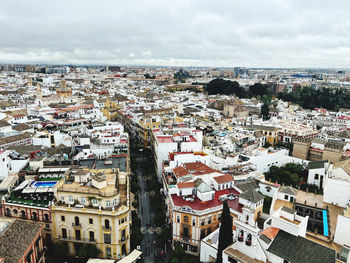 High angle view of townscape against sky