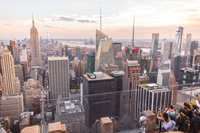 High angle view of buildings in city