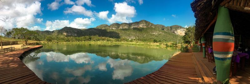 Panoramic view of lake against sky