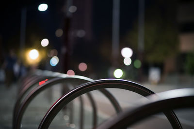 Defocused image of illuminated city at night