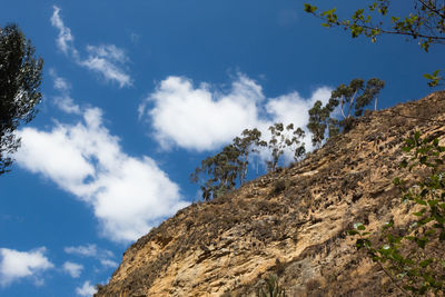 Low angle view of rock formations against sky