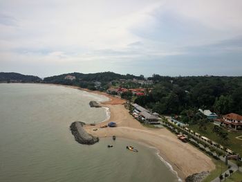 High angle view of beach against sky