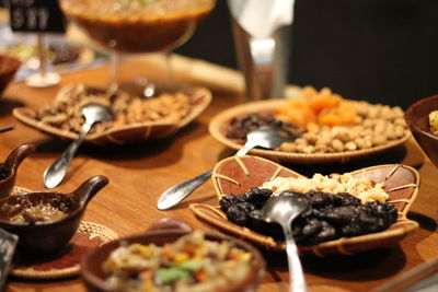 Close-up of food in plate on table