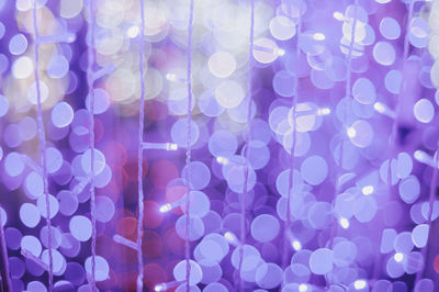 Defocused image of purple christmas lights