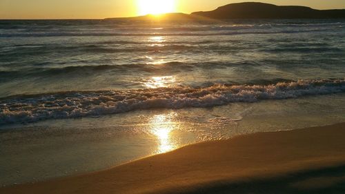 Scenic view of sea during sunset