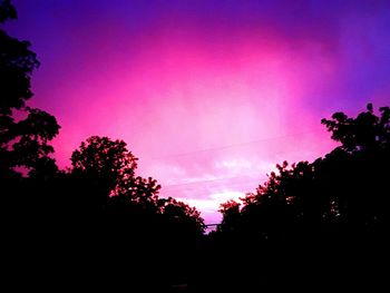 Low angle view of silhouette trees against sky at sunset