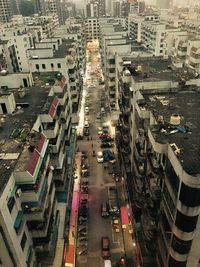 High angle view of city street