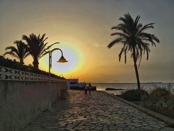 Scenic view of sea at sunset